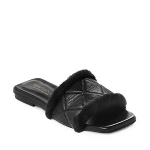 BEAUTIISOLES By Robin Shreiber Mariah Napa Leather Shearling Slide Sandal